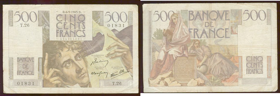 500 Francs CHATEAUBRIAND FRANCE 1945 TB+